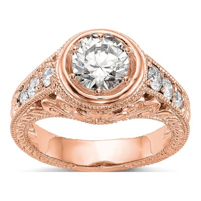 14K Rose Gold Diamond Engagement Ring Semi-Mount