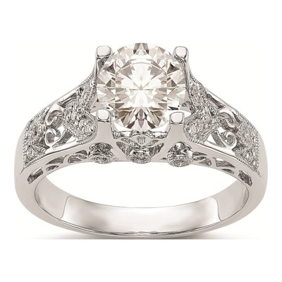 14K White Gold Diamond Engagement Ring Mounting