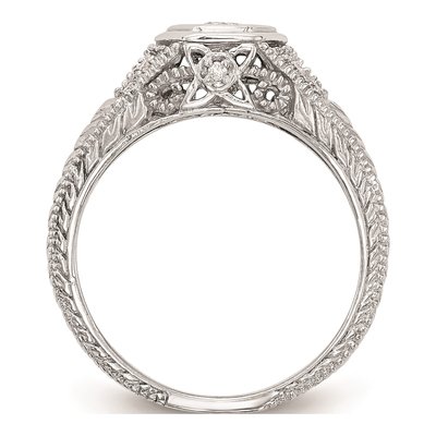 14K White Gold Hexagon Bezel Engagement Ring Mounting – view 2