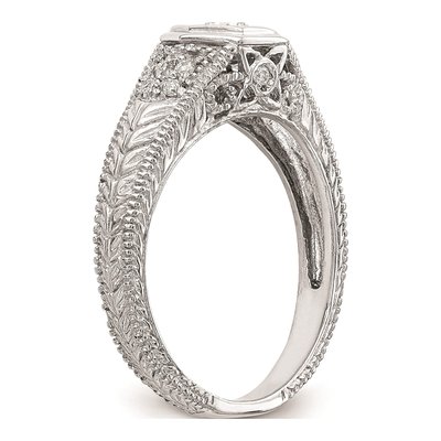14K White Gold Hexagon Bezel Engagement Ring Mounting – view 5