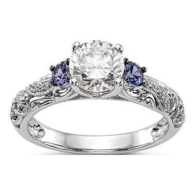 14K White Gold Diamond Engagement Ring Semi-Mount
