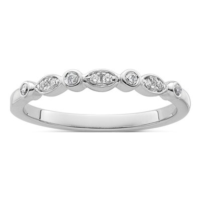 14K White Gold 1/10 ct tw Diamond Wedding Band