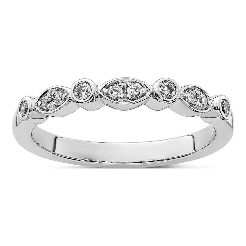 14K White Gold Diamond Wedding Band, 0.15 Ct
