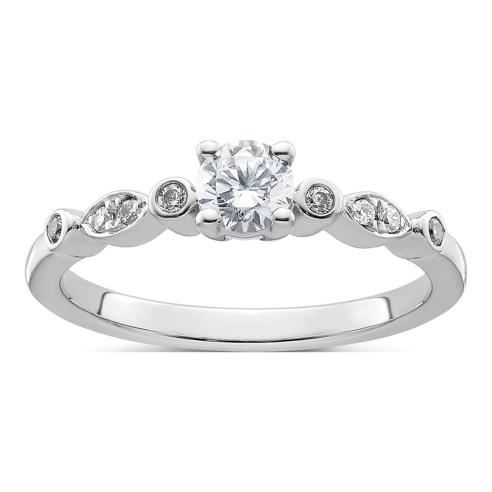 14K White Gold Diamond Engagement Ring Semi-Mount
