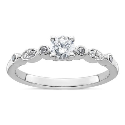 14K White Gold Diamond Engagement Ring Semi-Mount