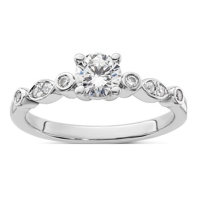 14K White Gold Diamond Engagement Ring Semi-Mount