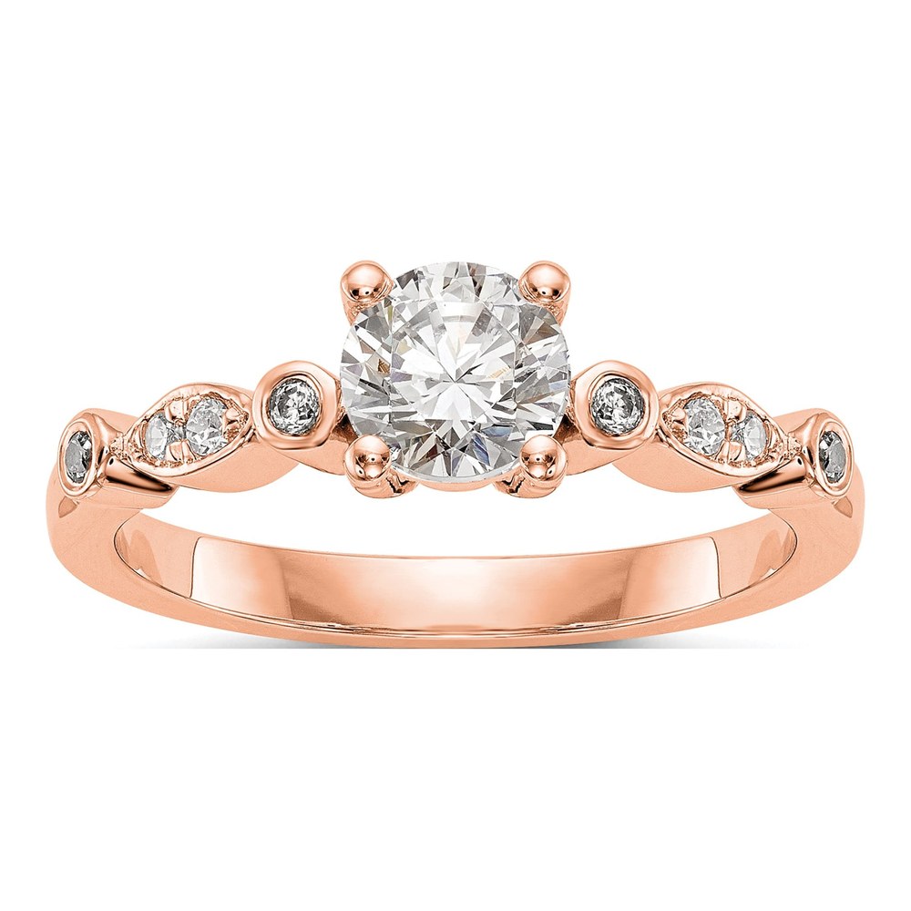 14K Rose Gold Diamond Engagement Ring Semi-Mount