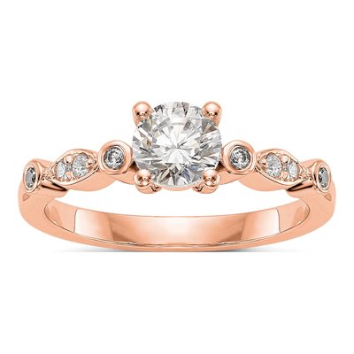 14K Rose Gold Diamond Engagement Ring Semi-Mount