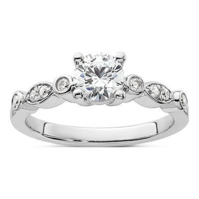 14K White Gold Diamond Engagement Ring Semi-Mount