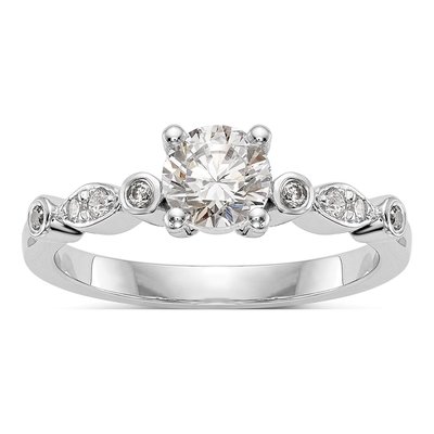14K White Gold Diamond Engagement Ring Semi-Mount
