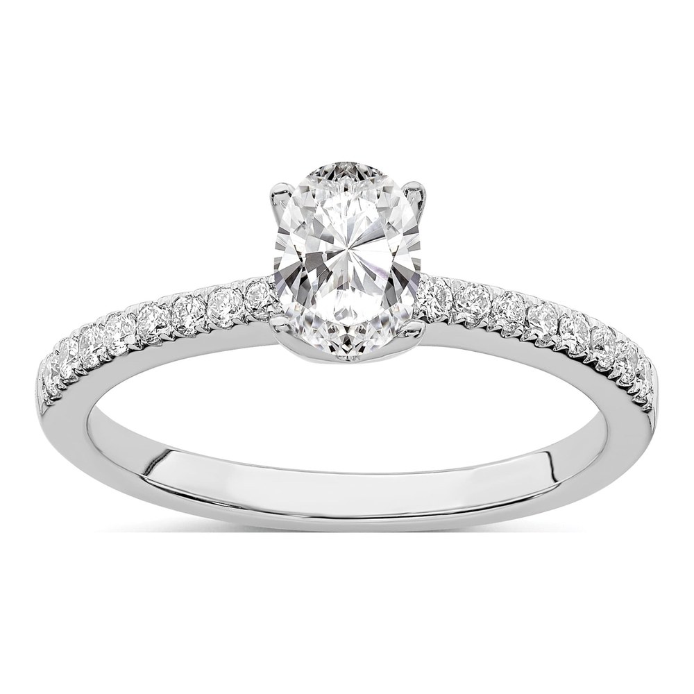 14K White Gold Lab-Grown Diamond Oval Engagement Ring Semi-Mount