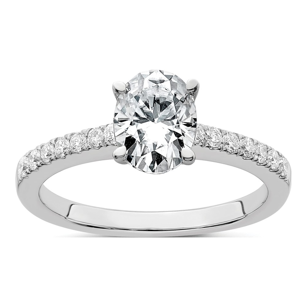 14K White Gold Lab-Grown Diamond Oval Engagement Ring Semi-Mount