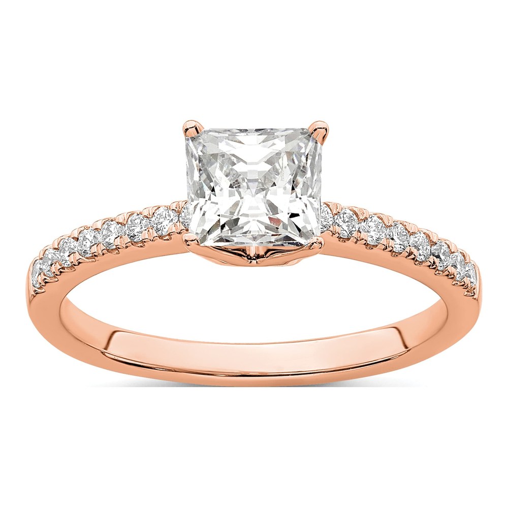 14K Rose Gold Lab-Grown Diamond Princess Engagement Ring Semi-Mount