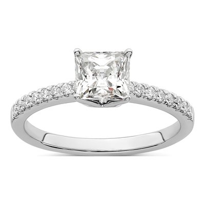 14K White Gold Diamond Engagement Ring Semi-Mount