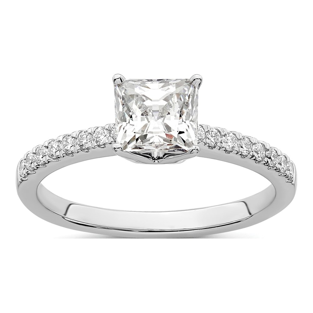 True Origin 14K White Gold Princess Halo Ring