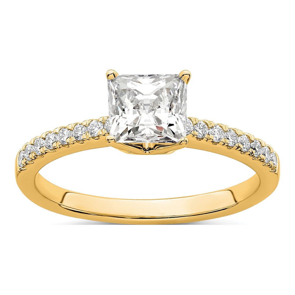 14K Yellow Gold Lab-Grown Diamond Princess Engagement Ring Semi-Mount