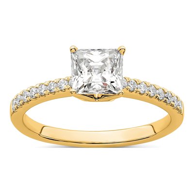 14K Yellow Gold Lab-Grown Diamond Princess Engagement Ring Semi-Mount