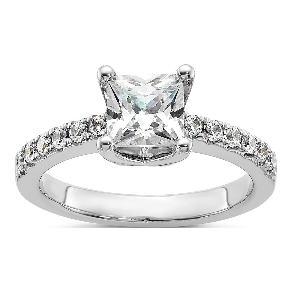 14K White Gold Lab Grown Diamond Princess Semi-Mount Ring