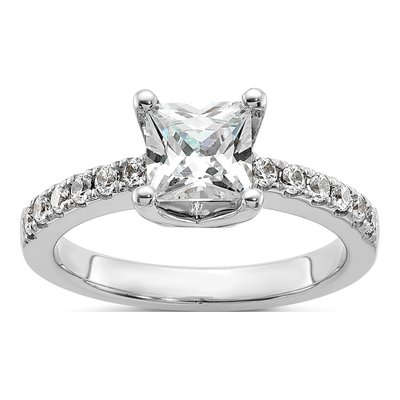 14K White Gold Lab-Grown Diamond Princess Engagement Ring Semi-Mount