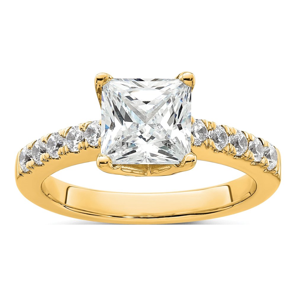 14K Yellow Gold Lab-Grown Diamond Princess Engagement Ring Semi-Mount