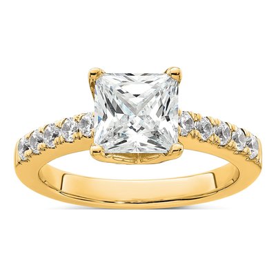 14K Yellow Gold Lab-Grown Diamond Princess Engagement Ring Semi-Mount
