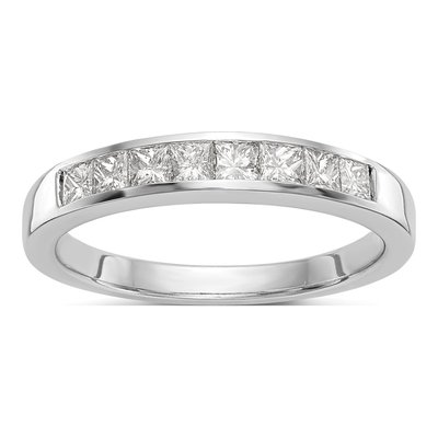 14K White Gold Princess Diamond Channel Band