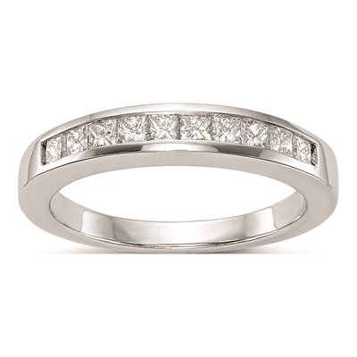 14K White Gold Princess Diamond Wedding Band Mounting