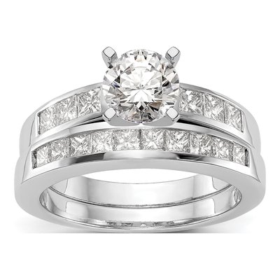 14K White Gold Diamond Princess Engagement Ring Semi-Mount – view 7