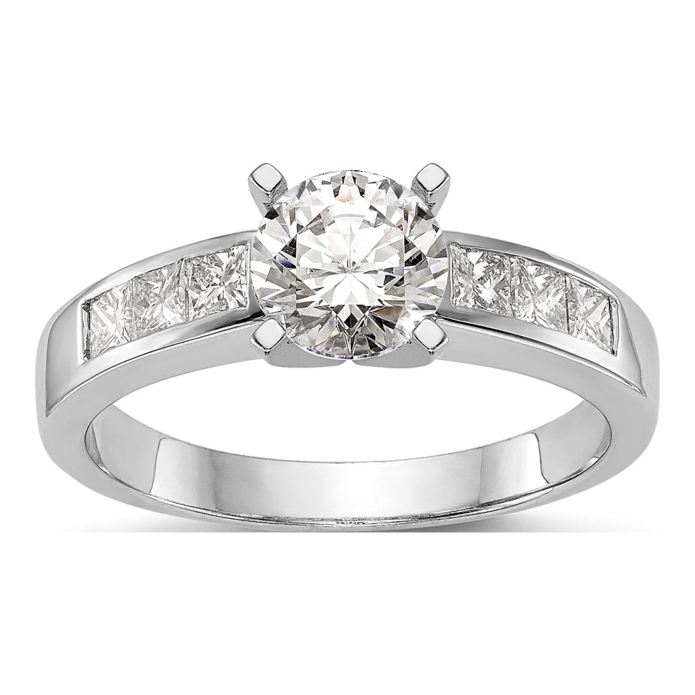 14K White Gold Diamond Princess Engagement Ring Semi-Mount