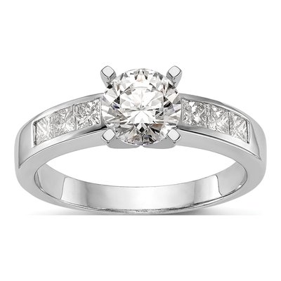 14K White Gold Diamond Princess Engagement Ring Semi-Mount