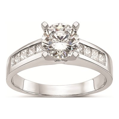 14K White Gold Princess Diamond Engagement Ring Mounting