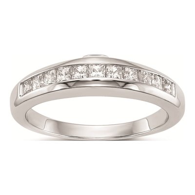 14K White Gold Channel-Set Princess Diamond Wedding Band Mounting