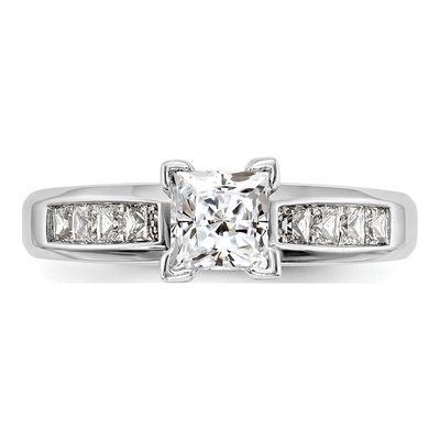 14K White Gold Diamond Princess Engagement Ring Semi-Mount – view 4