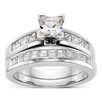 14K White Gold Diamond Princess Engagement Ring Semi-Mount – view 7
