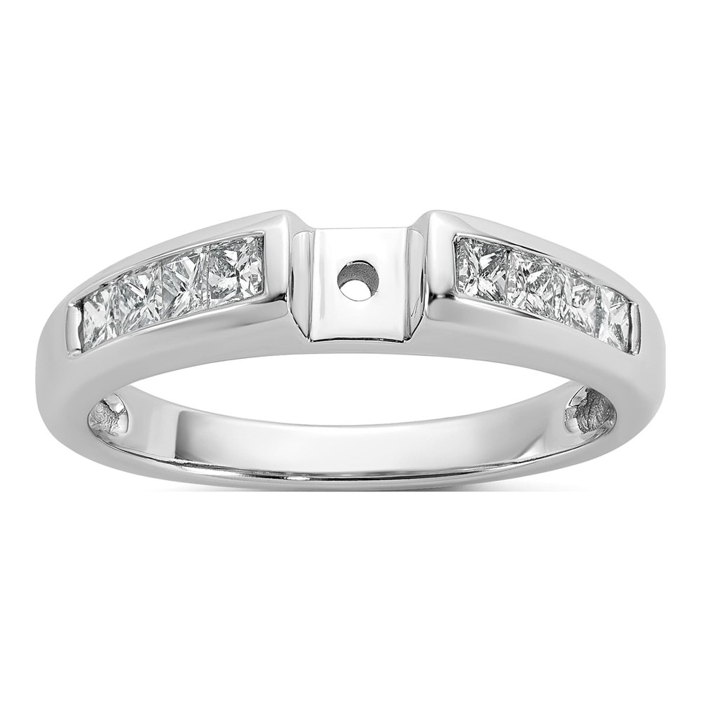 14K White Gold Diamond Princess Engagement Ring Semi-Mount
