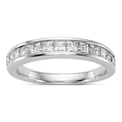 14K White Gold 3/4 ct tw Diamond Princess Wedding Band