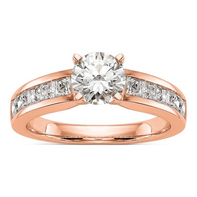 14K Rose Gold Diamond Engagement Ring Semi-Mount