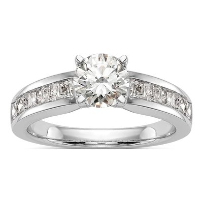 14K White Gold Diamond Engagement Ring Semi-Mount