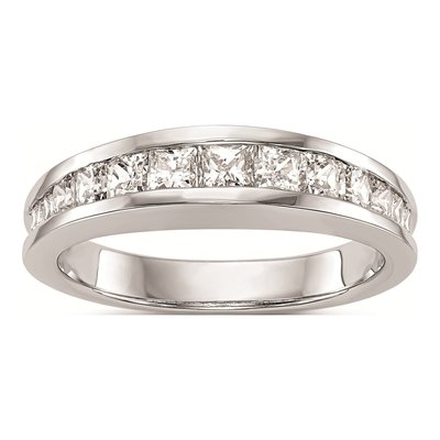14K White Gold Princess Diamond Wedding Band Mounting
