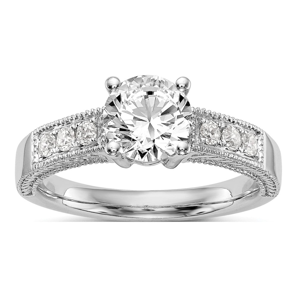 14K White Gold Diamond Engagement Ring Semi-Mount
