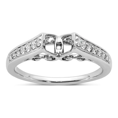 14K White Gold Lab-Grown Diamond Pet Engagement Engagement Ring Semi-Mount