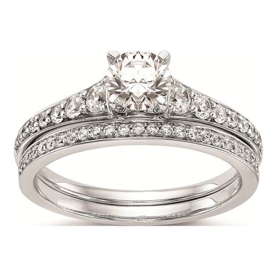 14K White Gold Peg Set Engagement Ring Mounting – view 7