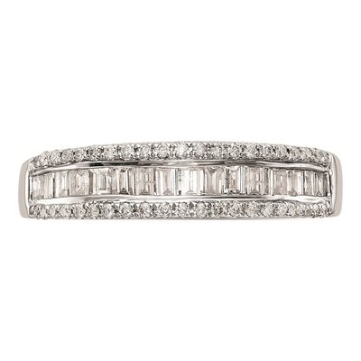 14K White Gold Round Baguette Diamond Wedding Band Mounting – view 4