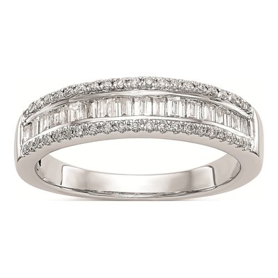 14K White Gold Round Baguette Diamond Wedding Band Mounting