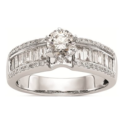 14K White Gold Diamond Engagement Ring Mounting