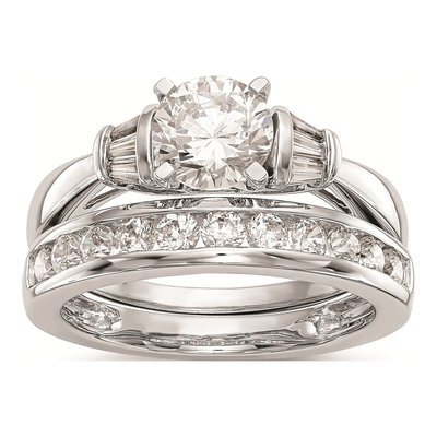 14K White Gold Baguette Diamond Engagement Ring Mounting – view 8