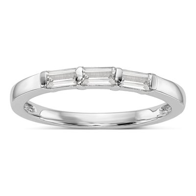 14K White Gold 1/3 ct tw Diamond Baguette Wedding Band