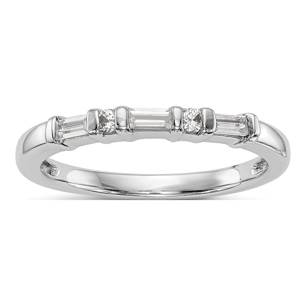 14K White Gold 1/4 ct tw Diamond Round Baguette Wedding Band