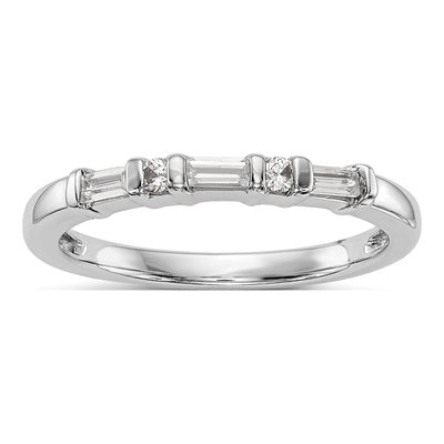 14K White Gold 1/4 ct tw Diamond Round Baguette Wedding Band