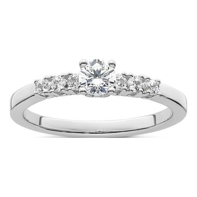 14K White Gold Diamond Engagement Ring Semi-Mount